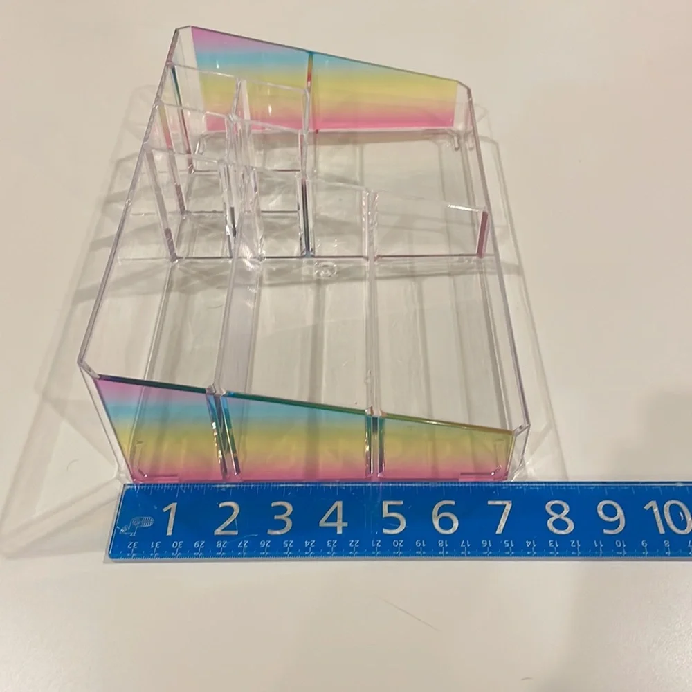 Kensie Multi-Purpose Organizer Clear Acrylic with Rainbow Color Sides